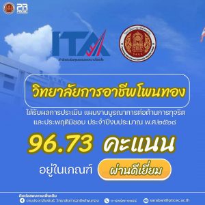 ผลการประเมิน คุณธรรมและความโปร่งใสในการดำเนินงานของสถานศึกษาอาชีวศึกษาภาครัฐ (ITA) ประจำปีงบประมาณ พ.ศ. 2568